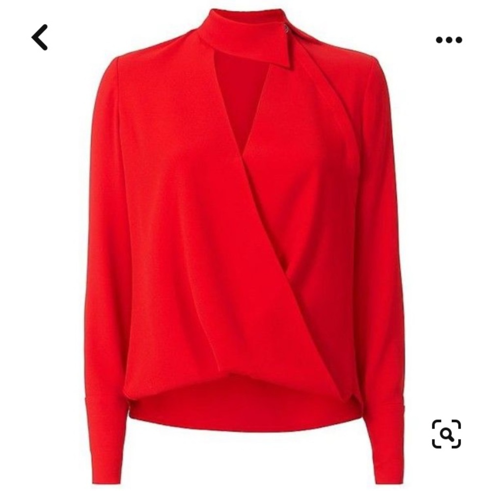 Intermix Rich Red Overlays Asymmetric Collar Top